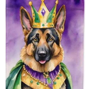 German Shepherd King of Mardi Gras Garden Flag